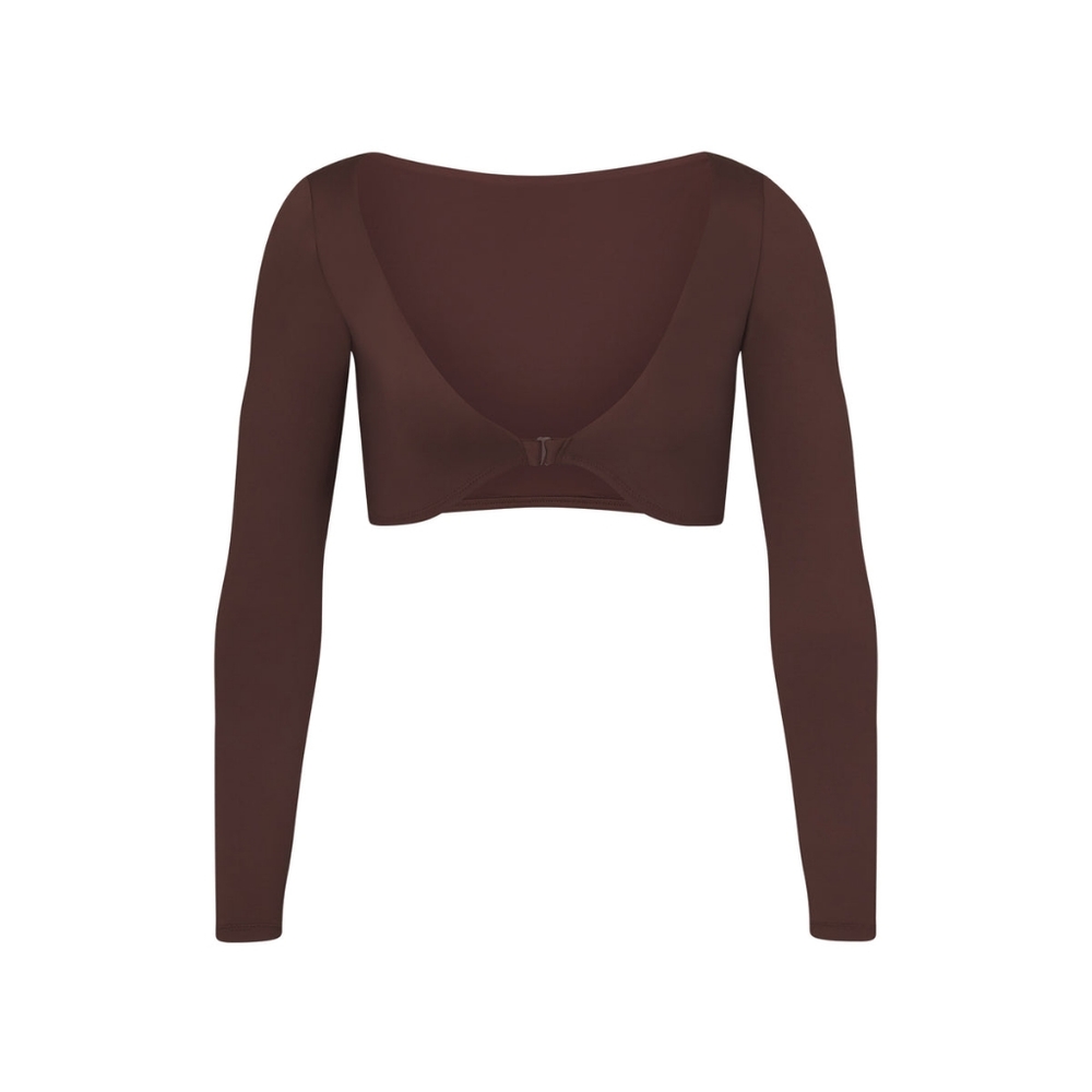 NWT SKIMS SWIM LONG SLEEVE SHRUG IN COCOA SIZE XXS